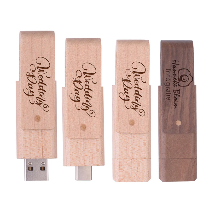 Unidad flash USB giratoria de madera